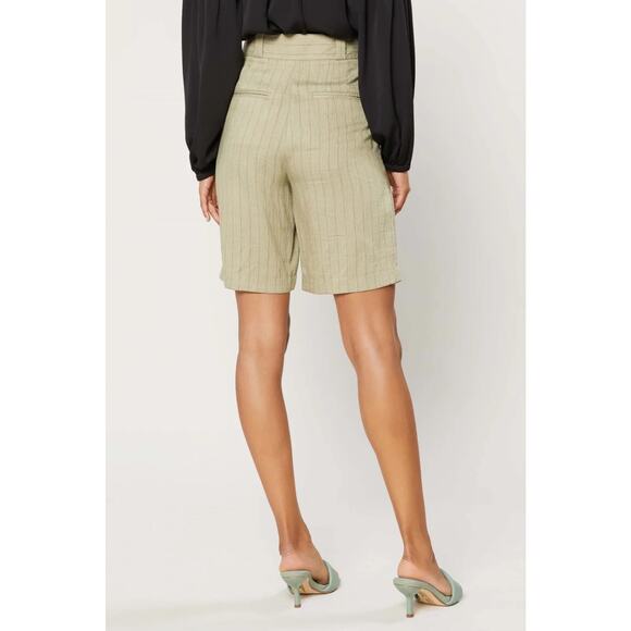 Current Air Anthropologie Pinstripe High Waist Pleated Bermuda Culottes Shorts - Picture 5 of 8
